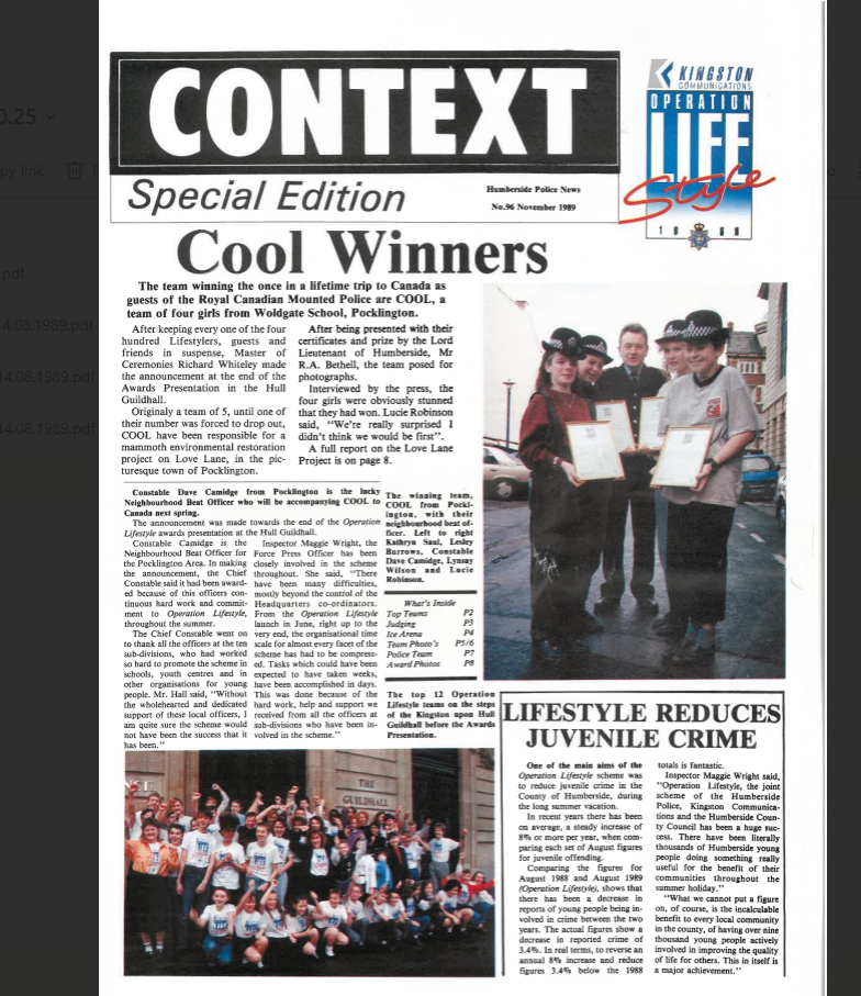 1989 Lifestyle project newsletter page 1