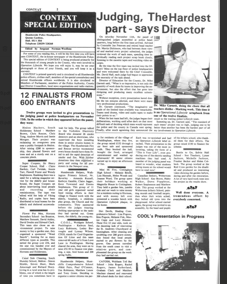 1989 Lifestyle project newsletter page 2