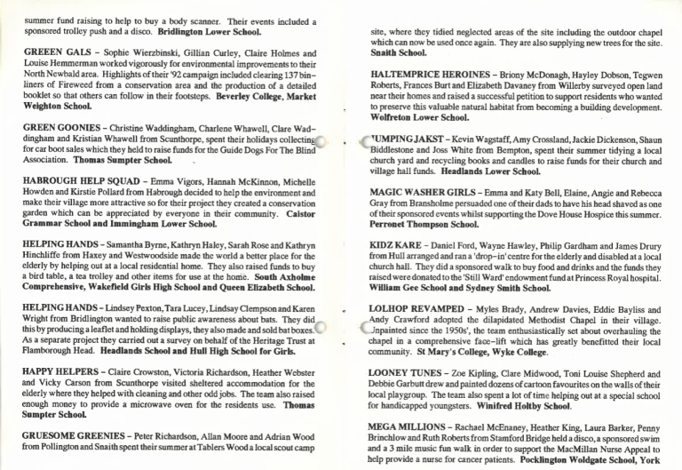 Awards programme team list 2