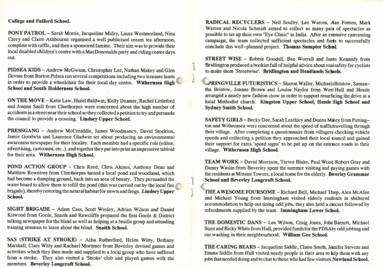 Awards programme team list 3